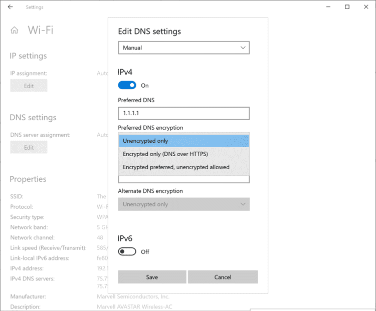 Windows 10 build 20185 comes with encrypted DNS settings windows-10-dns-over-https-settings.png