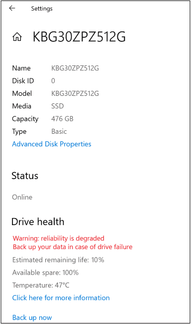 Windows 10 gets NVM SSD drive monitoring capabilities windows-10-drive-health.png