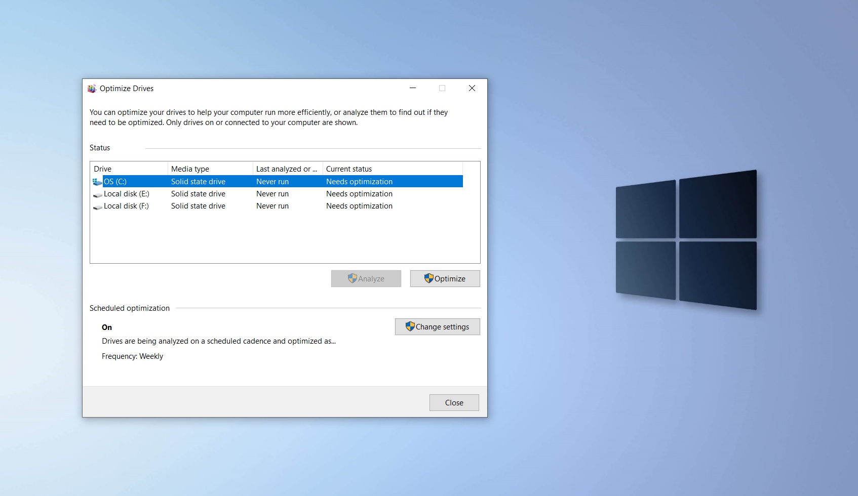 Microsoft tests fix for Windows 10 bug that breaks drive defrag tool Windows-10-drive-optimization-tool.jpg