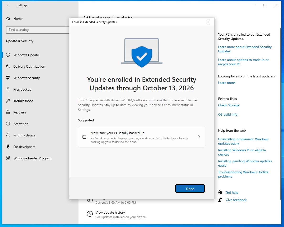 Hate Windows 11? Windows 10’s extended updates Enroll button is slowly rolling out, says... Windows-10-ESU.jpg