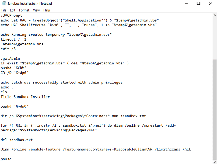 Install the Windows Sandbox in Windows 10 Home windows-10-home-sandbox-installer.png