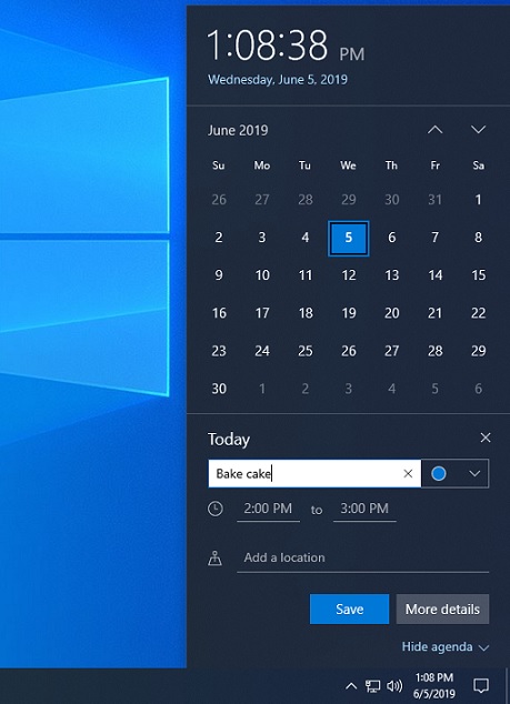 Microsoft tests new features for Windows 10 20H1 update Windows-10-quick-calendar.jpg