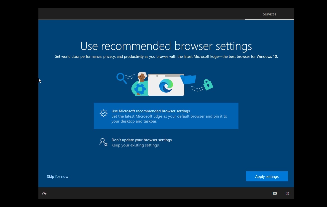 Windows 10’s “Let’s Go” launcher, web browsing header is now rolling out Windows-10-recommended-settings.jpg