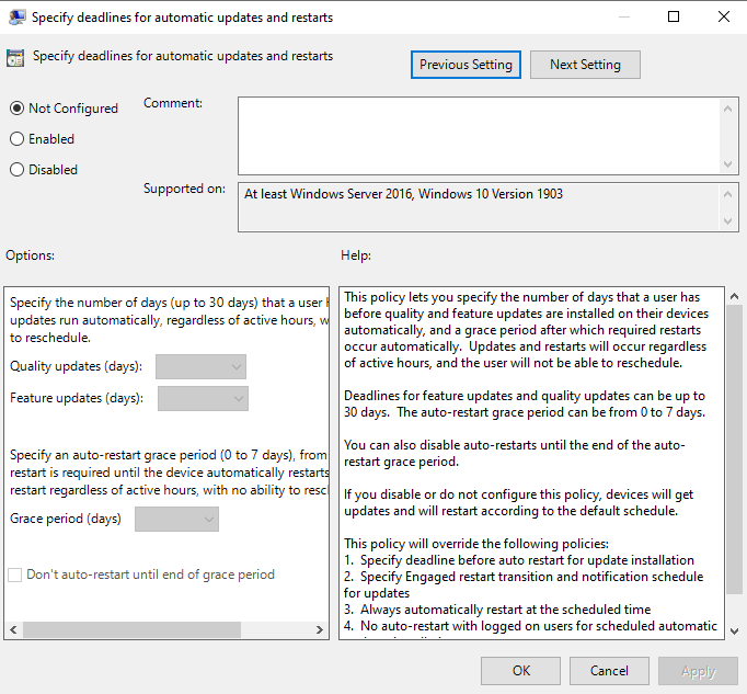 Quality update. Specify. Policy update.