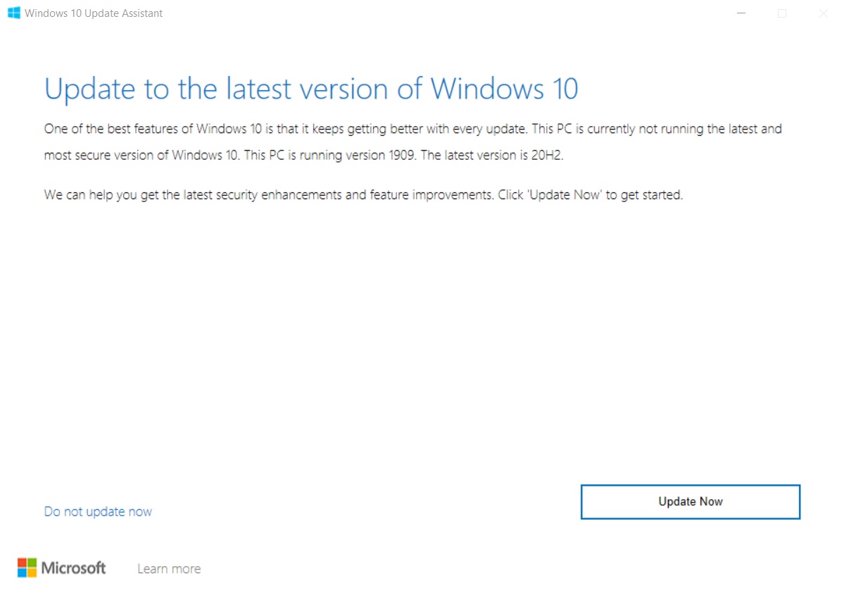 Microsoft begins warning Windows 10 v1909 users of its imminent death Windows-10-Update-Assistant.jpg