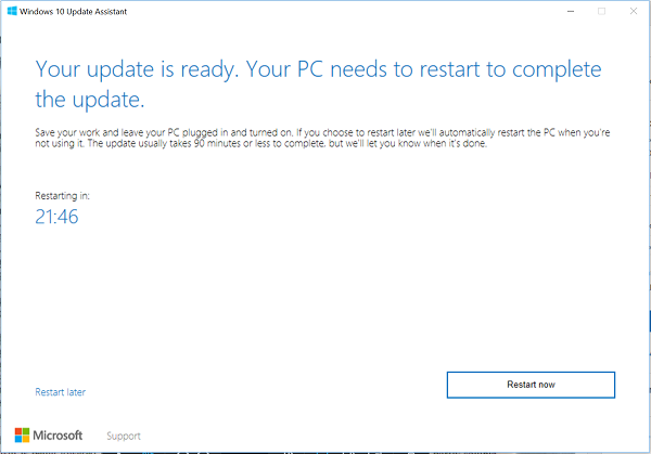 Upgrade to Windows 10 version 21H1 Update using Windows 10 Update Assistant Windows-10-Upgrade-complete-600x419.png