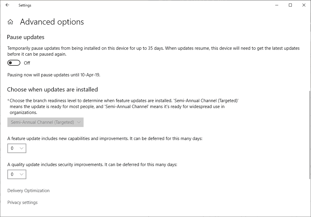 Will Microsoft remove Advanced Update options in Windows 10 1903 Pro? windows-10-version-1809-defer-updates.png