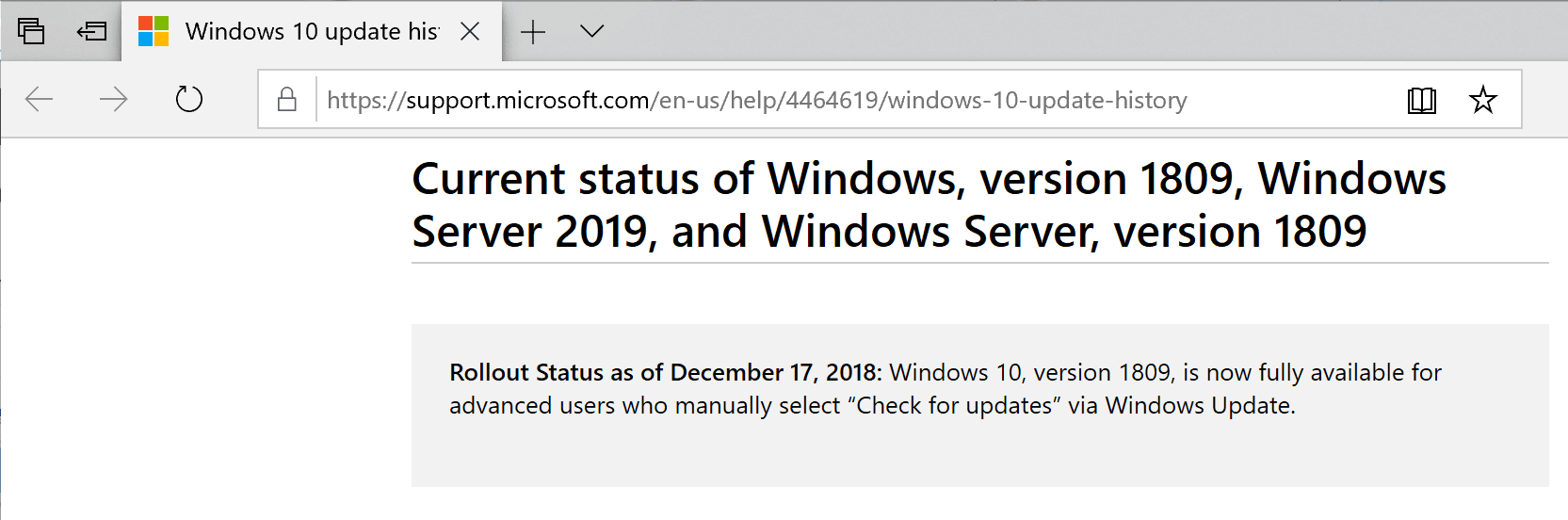 Windows 10 version 1809 available for "advanced users" windows-10-version-1809-rollout.png