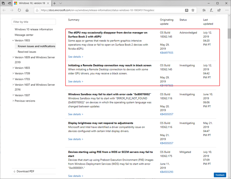Microsoft confirms 2 new Windows 10 version 1903 upgrade blocks windows-10-version-1903-new-issues.png