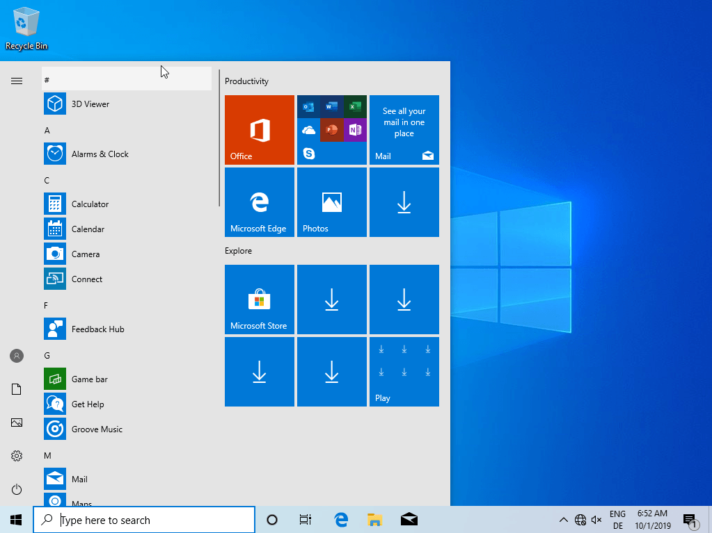 Windows 10 version 1909: new and changed features windows-10-version-1909-start-menu.png