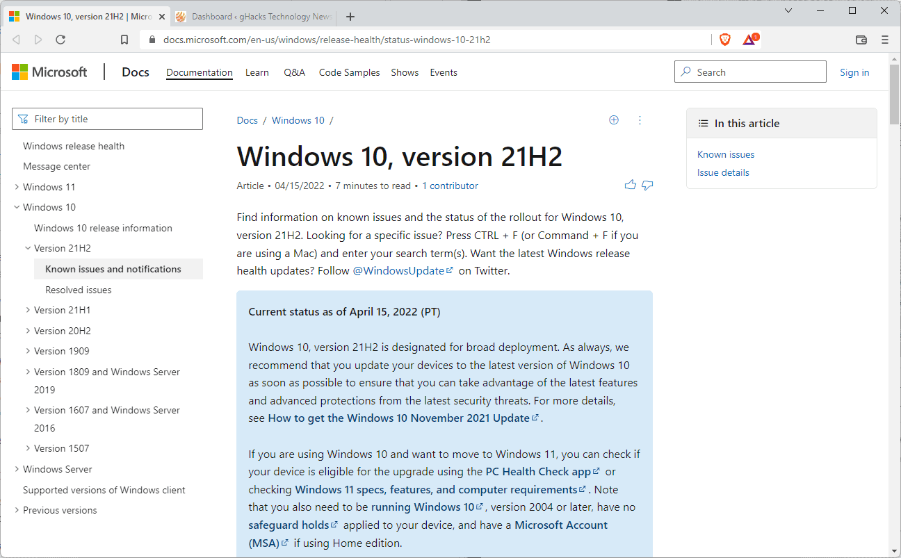 Microsoft says Windows 10 version 21H2 is officially "ready for broad deployment" windows-10-version-21H2-broad-deployment.png