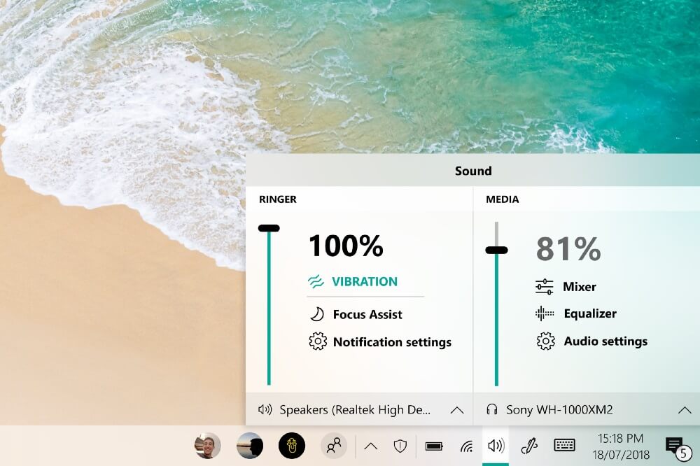 Windows 10 Action Center reimagined in this new stunning concept Windows-10-volume-slider-concept.jpg
