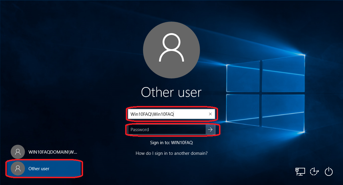 i have one windows 10 PC that does not give me the option to log on as a di...