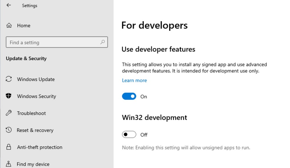 Windows 10X leak hints at upcoming Win32 desktop apps support Windows-10X-developer-settings.jpg