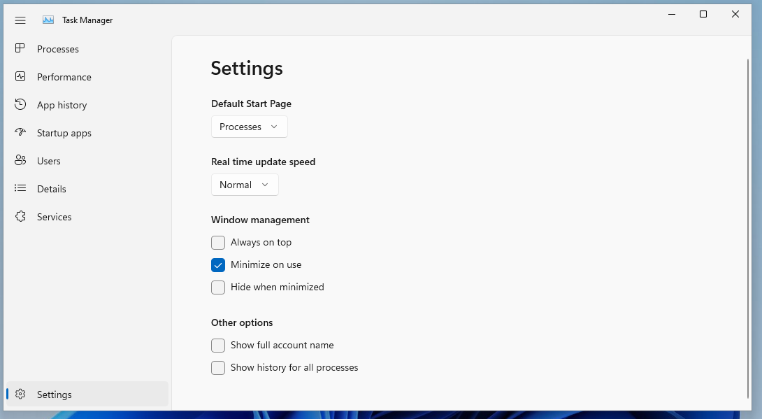 Windows 11 version 22H2: Task Manager changes windows-11-2022-update-task-manager-settings.png