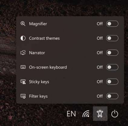 Windows 11 Insider Preview Build 22563 brings a new Taskbar style for tablets, Dynamic... windows-11-accessibility-flyout-login-screen.jpg