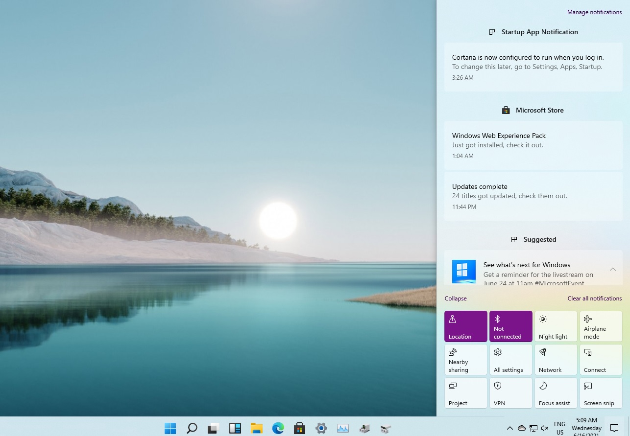 Windows 11 screenshots: Rounded corners, File Explorer, Action Center Windows-11-Action-Center.jpg