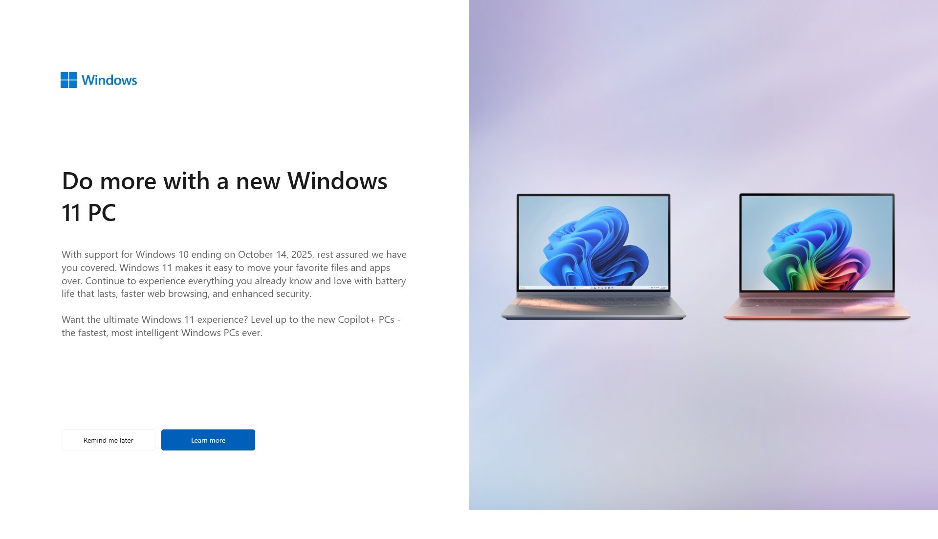 Microsoft confirms full-screen Windows 11 Copilot+ PCs ads on Windows 10 Windows-11-ad-on-Windows-10.jpg