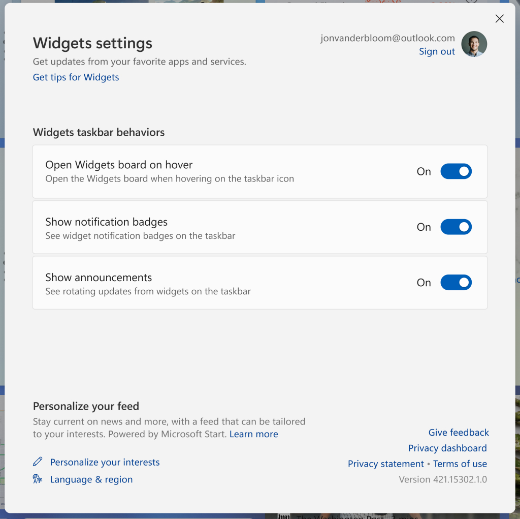 Windows 11 Insider Preview Build 25211 brings Task Manager shortcut to Taskbar's menu windows-11-build-25211-new-widgets-settings.jpg