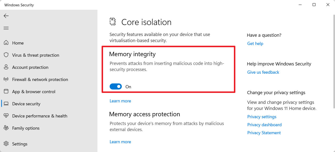 Microsoft: Turn off security features to improve Windows 11 gaming performance windows-11-core-isolation.png