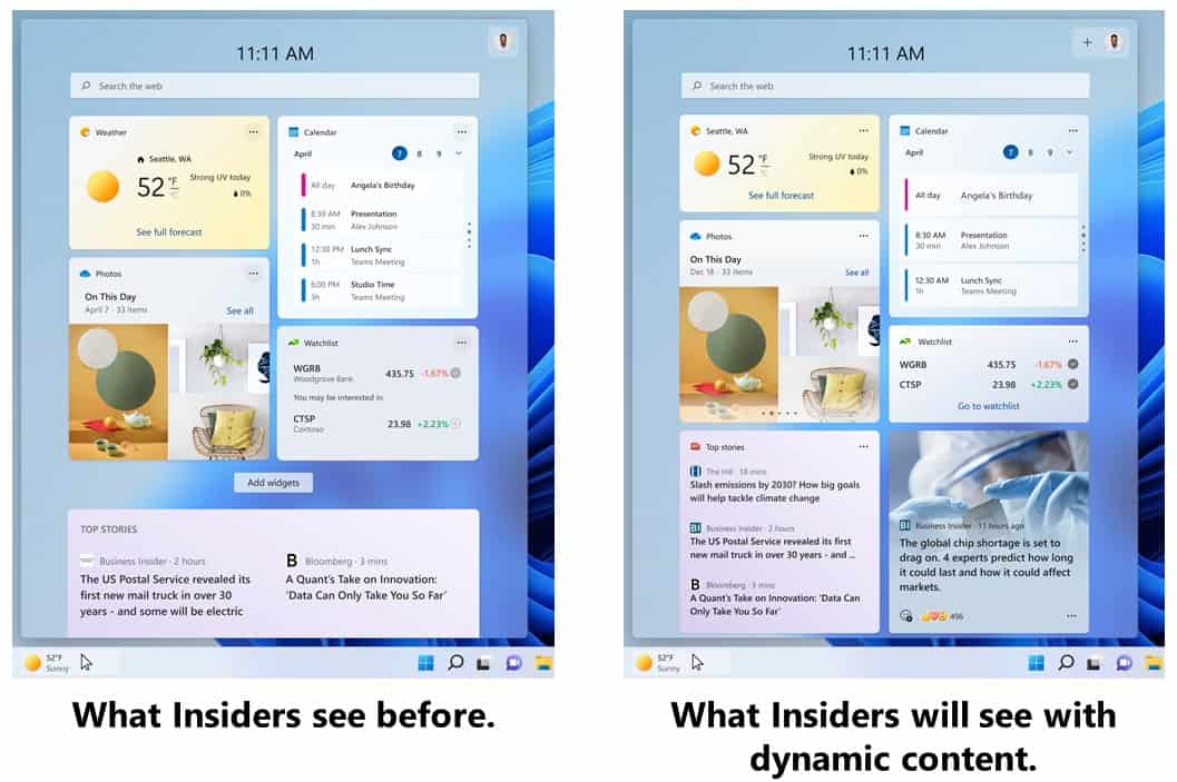 Windows 11 Insider Preview Build 22563 brings a new Taskbar style for tablets, Dynamic... Windows-11-dynamic-content-in-widgets-panel.jpg