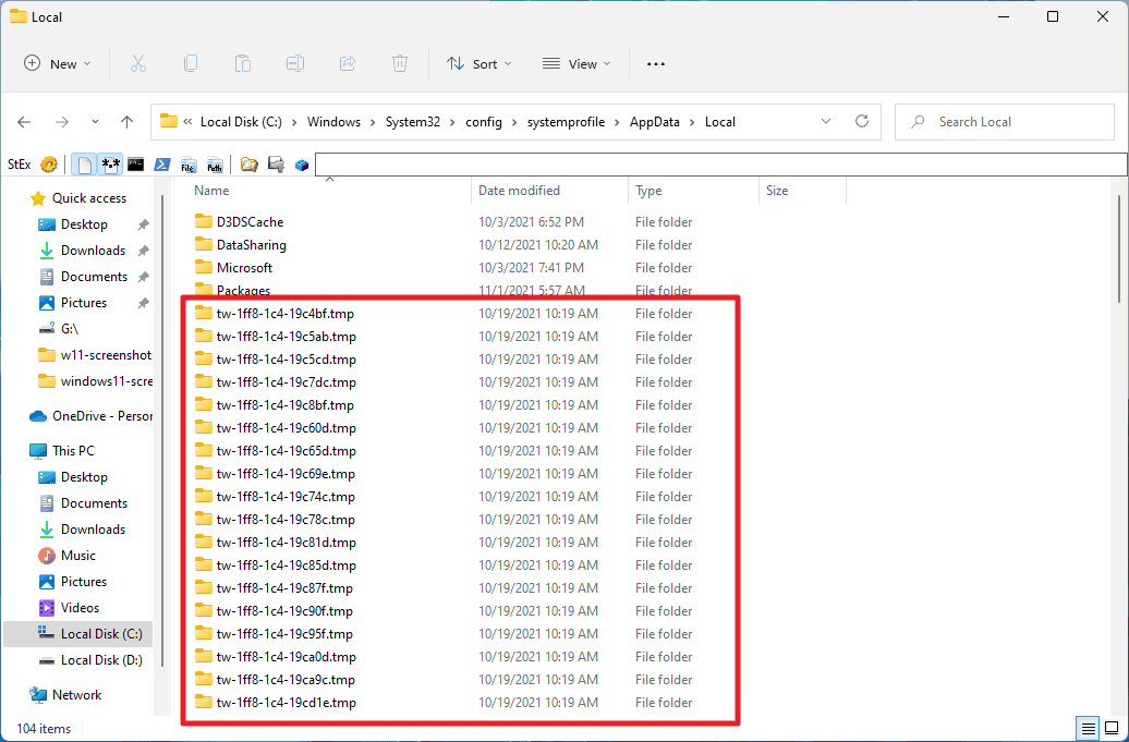 Windows 11 creates lots of empty folders in a System32 directory windows-11-empty-tmp-folders-bug.png