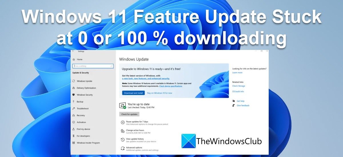 Windows 11 2022 v22H2 Update Stuck at 0 or 100 % downloading Windows-11-Feature-Update-Stuck-at-0-or-100-downloading.jpg