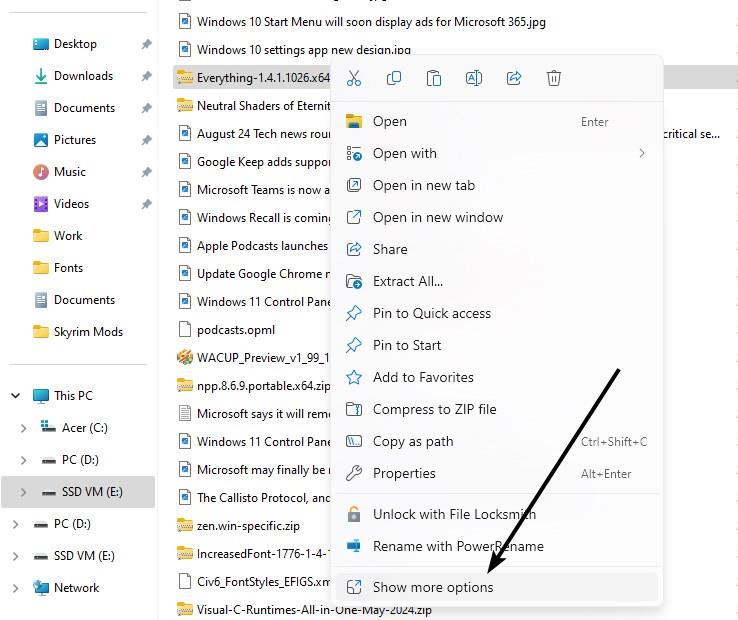 How to enable the old context menu in File Explorer in Windows 11 Windows-11-File-Explorer-Show-More-Options-Context-Menu.jpg