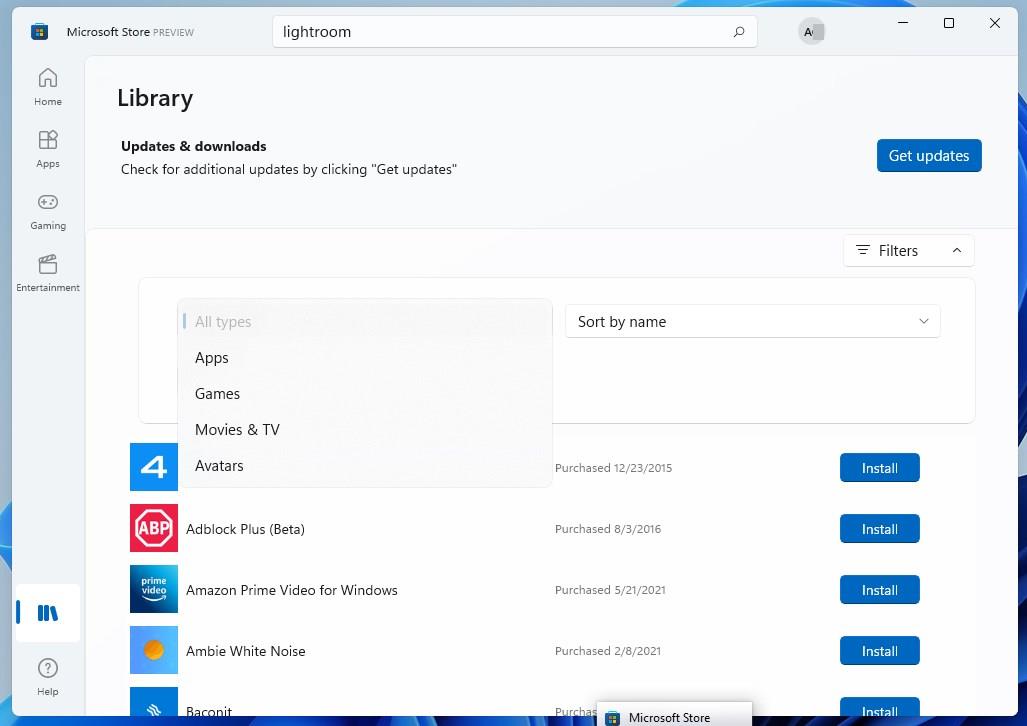 Here's what's new in the Microsoft Store app in Windows 11; a better design, ratings,... Windows-11-Microsoft-Store-app-Library-options.jpg