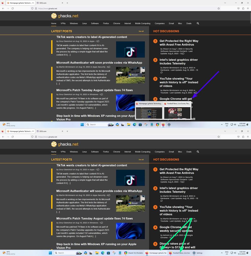 Windows 11 Insider Preview Build 23521 brings new options to the Snipping Tool, Never... windows-11-never-combined-mode-for-app-icons-on-taskbar.jpg