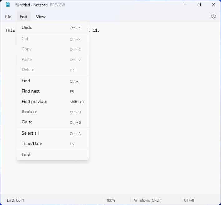 Notepad update brings Dark Mode, multi-level undo and some interface changes for Windows 11... windows-11-new-notepad-edit-menu.jpg