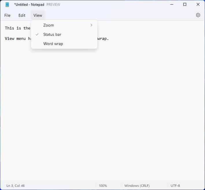 Notepad update brings Dark Mode, multi-level undo and some interface changes for Windows 11... windows-11-new-notepad-view-menu.jpg