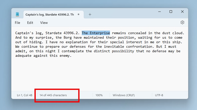 Windows 11's Notepad is getting a character count on the status bar Windows-11-notepad-character-count.jpg
