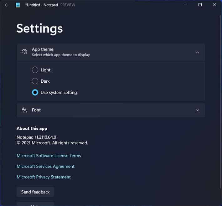 Notepad update brings Dark Mode, multi-level undo and some interface changes for Windows 11... Windows-11-Notepad-settings.jpg