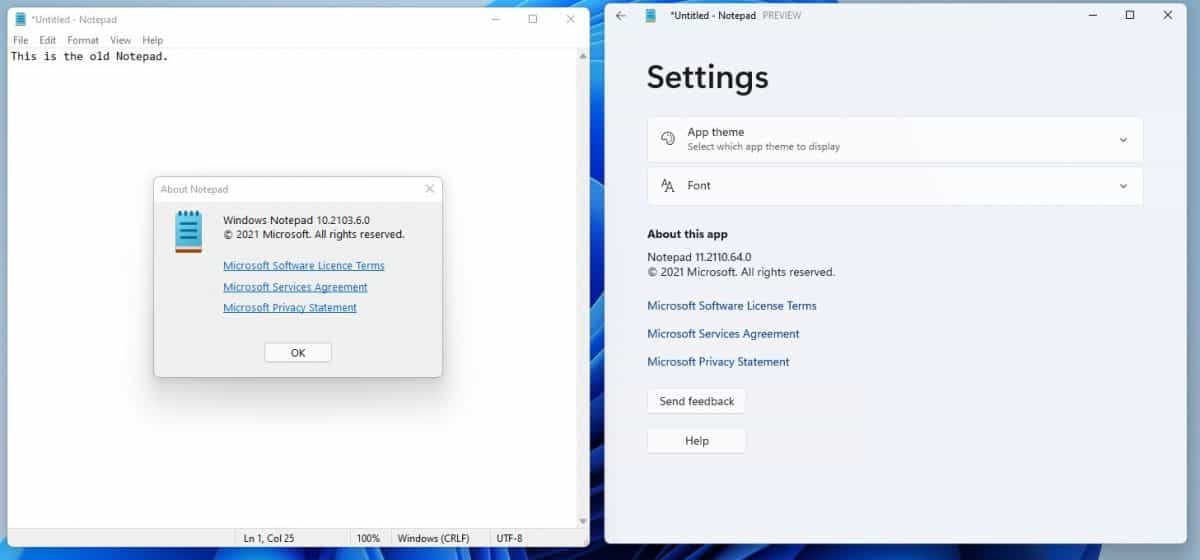 Notepad update brings Dark Mode, multi-level undo and some interface changes for Windows 11... Windows-11-old-notepad-vs-new-notepad-scaled.jpg