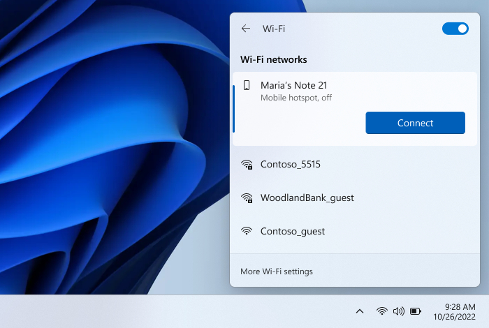 Windows 11 Insider Preview Build 25231 enables the Tablet-optimized taskbar on all... Windows-11-Phone-Link-app-mobile-hotspot.jpg