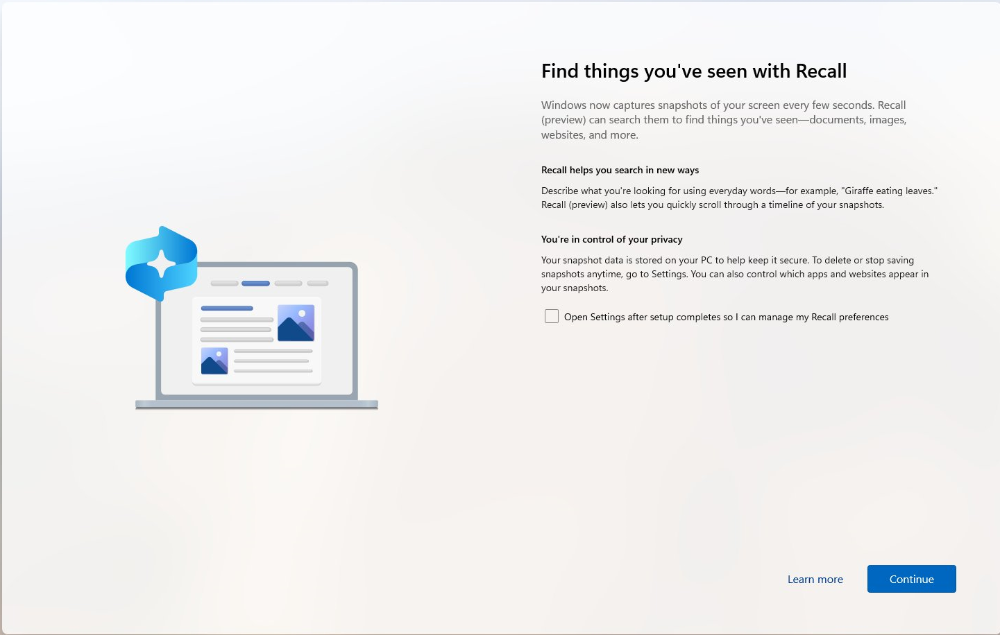 Microsoft needs to make Windows 11's Recall feature opt-in windows-11-recall-setup.png