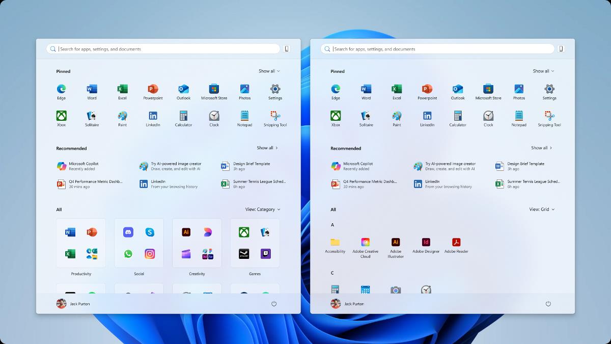 Microsoft begins testing scrollable Start menu for Windows 11 Windows-11-Start-Category-and-Grid-View.jpg