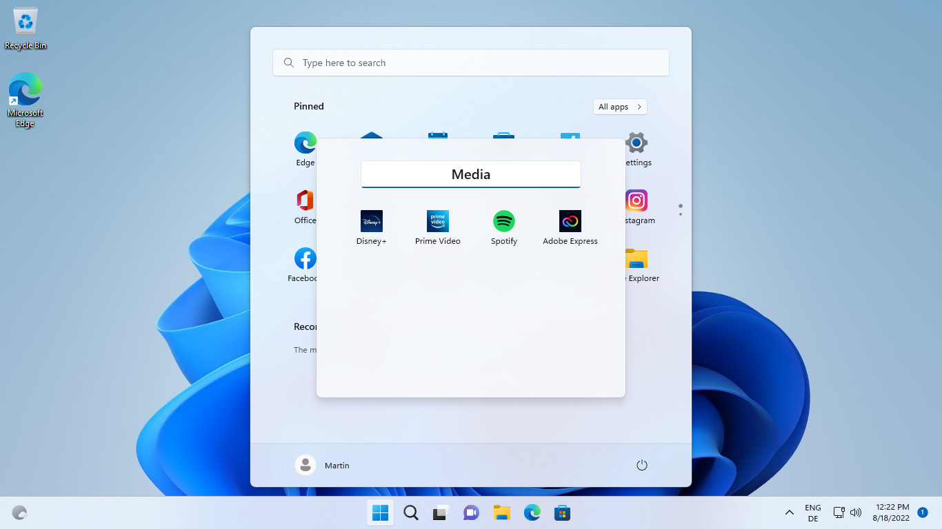 Windows 11 version 22H2: Start Menu changes windows-11-start-menu-edit-folder.png