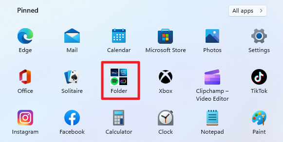 Windows 11 version 22H2: Start Menu changes windows-11-start-menu-folder.png