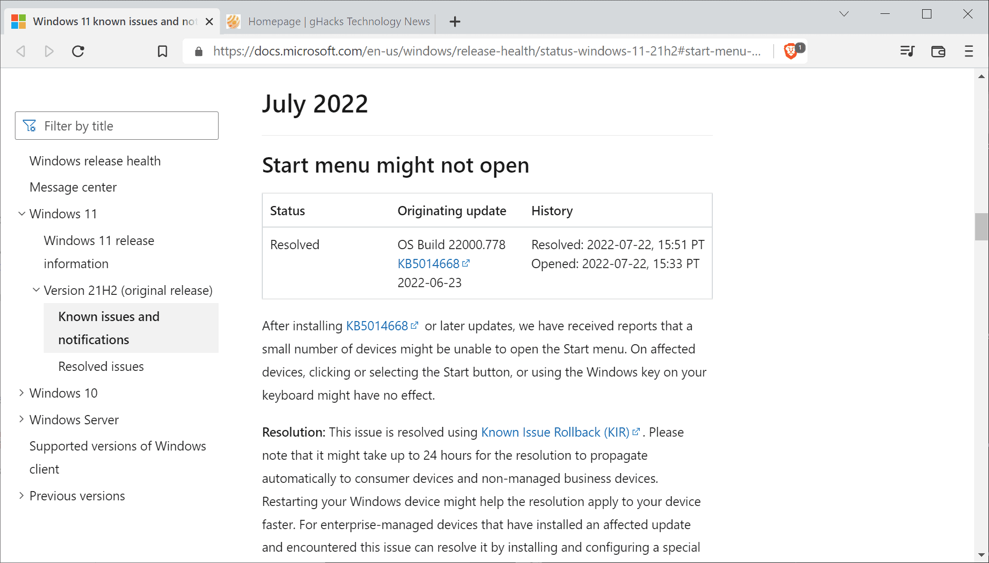 Windows 11 update rolled back because of Start Menu opening issues windows-11-start-menu-issue.png