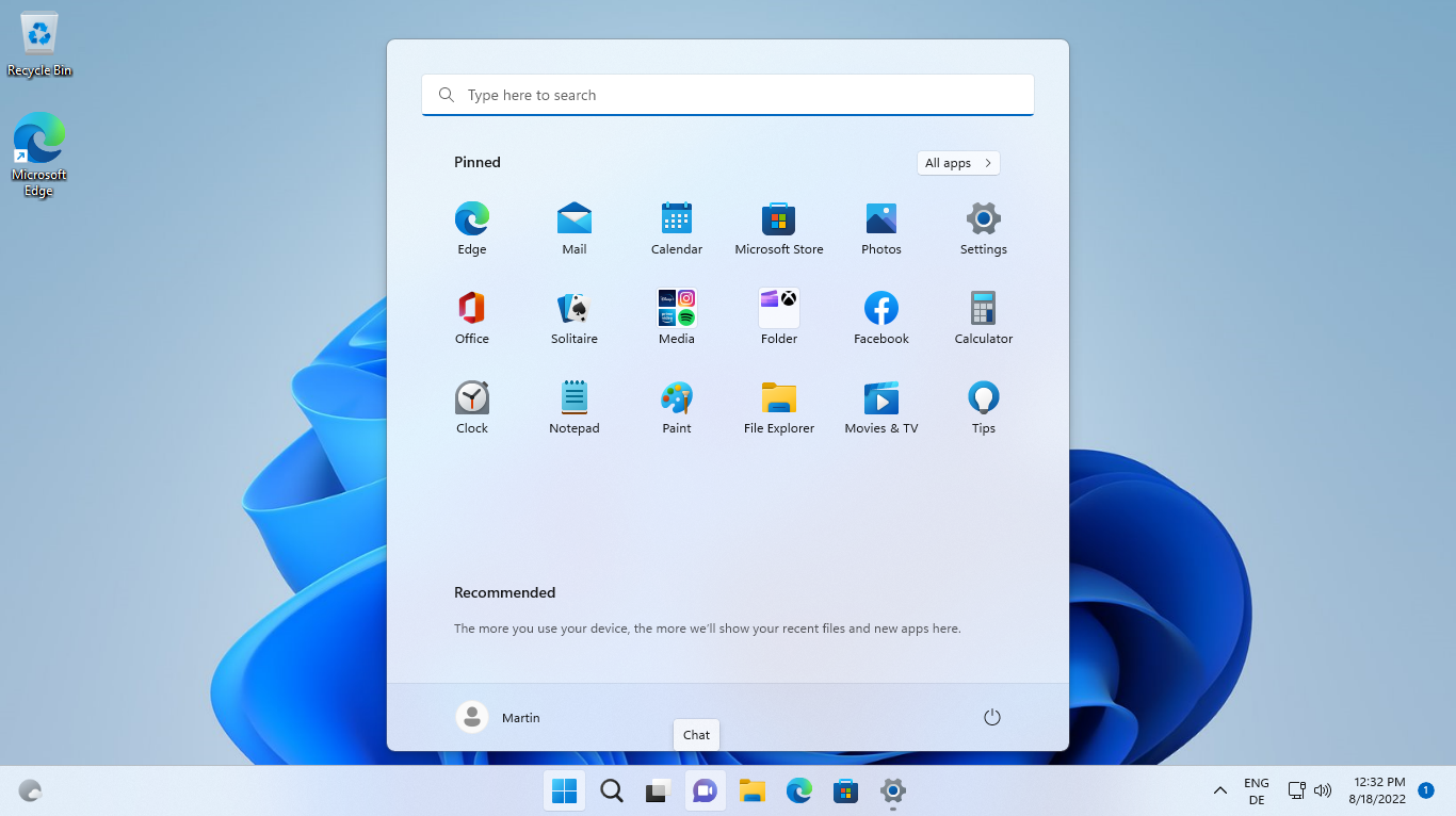 Windows 11 version 22H2: Start Menu changes windows-11-start-menu-more-pins-layout.png