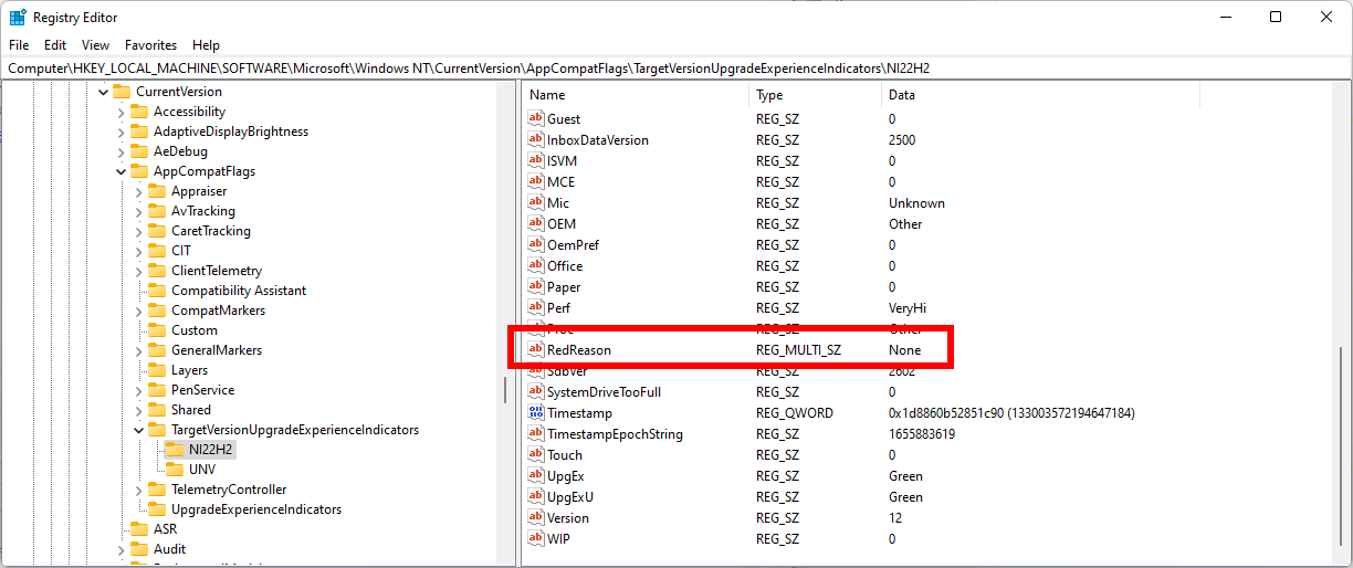 A look in the Registry reveals if your PC is compatible with Windows 11 version 22H2 windows-11-version-22h2-compatibility.png