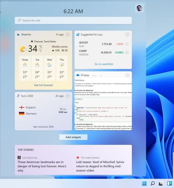 We take a tour of what's new in Windows 11: Start Menu, Explorer, Notifications Panel,... Windows-11-Widgets.jpg