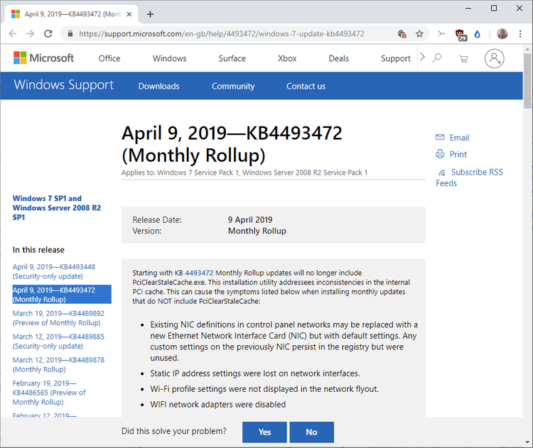 Oh look, another broken Windows update! KB4493472 and KB4493446 causing issues windows-7-8.1-server-issues-update.png