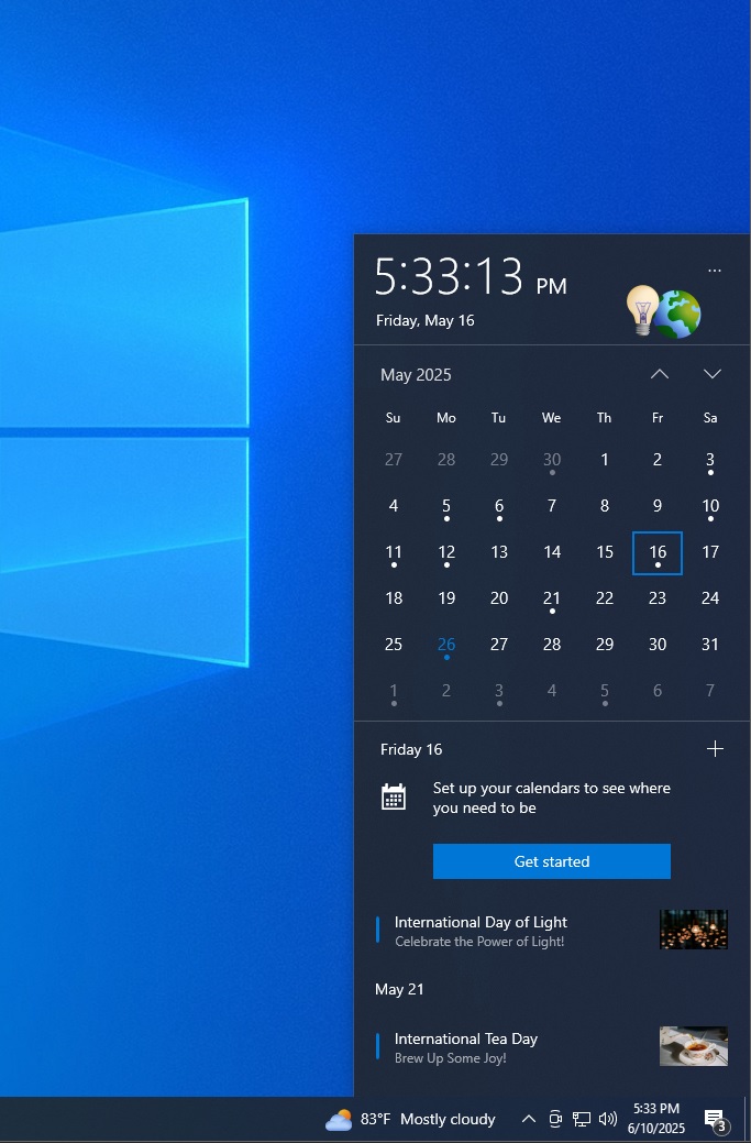 Windows 10 KB5060533 adds Bing feature to Calendar UI on taskbar Windows-Calendar-UI-after-Windows-10-KB5060533.jpg