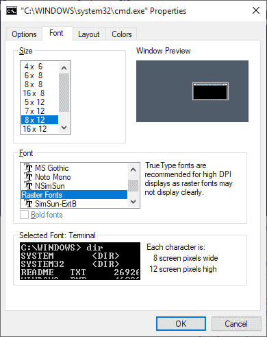 Windows 10 version 1903 may feature command prompt zooming windows-console-font.png
