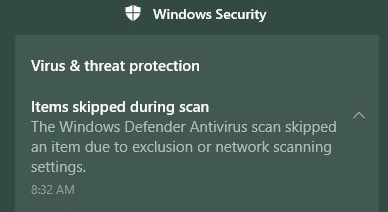 Microsoft breaks Windows Defender on Windows 10 Windows-Defender-scan-skipped.jpg