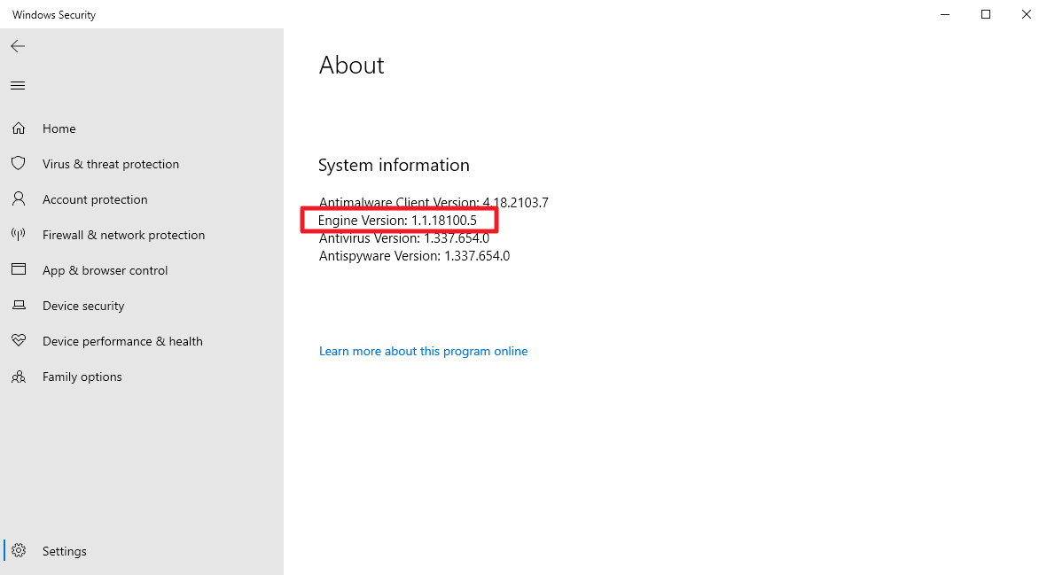 Windows Defender bug may fill your hard drive with thousands of files windows-defender-version.png