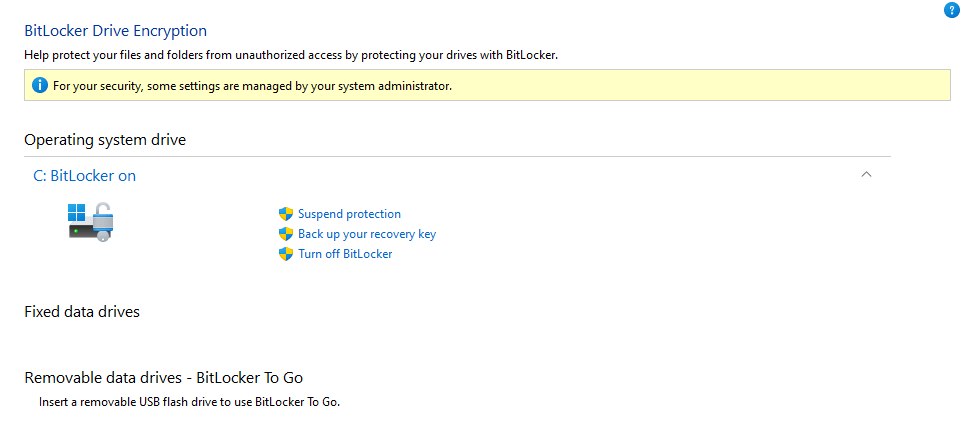 Windows Control Panel unexpectedly says that some BitLocker settings are managed by your... Windows-may-unexpectedly-display-a-message-about-Bitlocker-settings.png